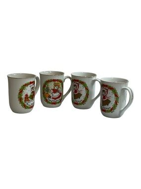 Vintage 1970s George Good Lorrie Christmouse Holiday Mugs  x 4